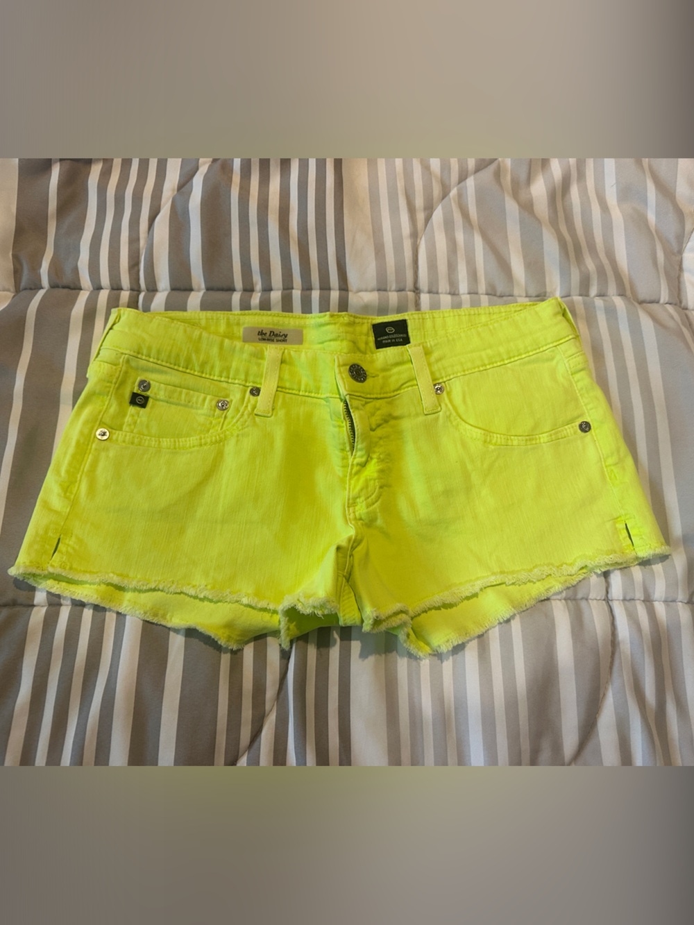 AG Adriano Goldschmied Neon Yellow Denim Jean Shorts